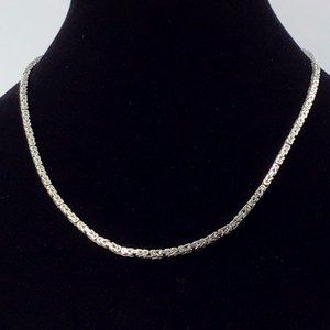 Sterling Silver Byzantine Necklace Bali Style Square Chain 20” 3mm 33.8g New
